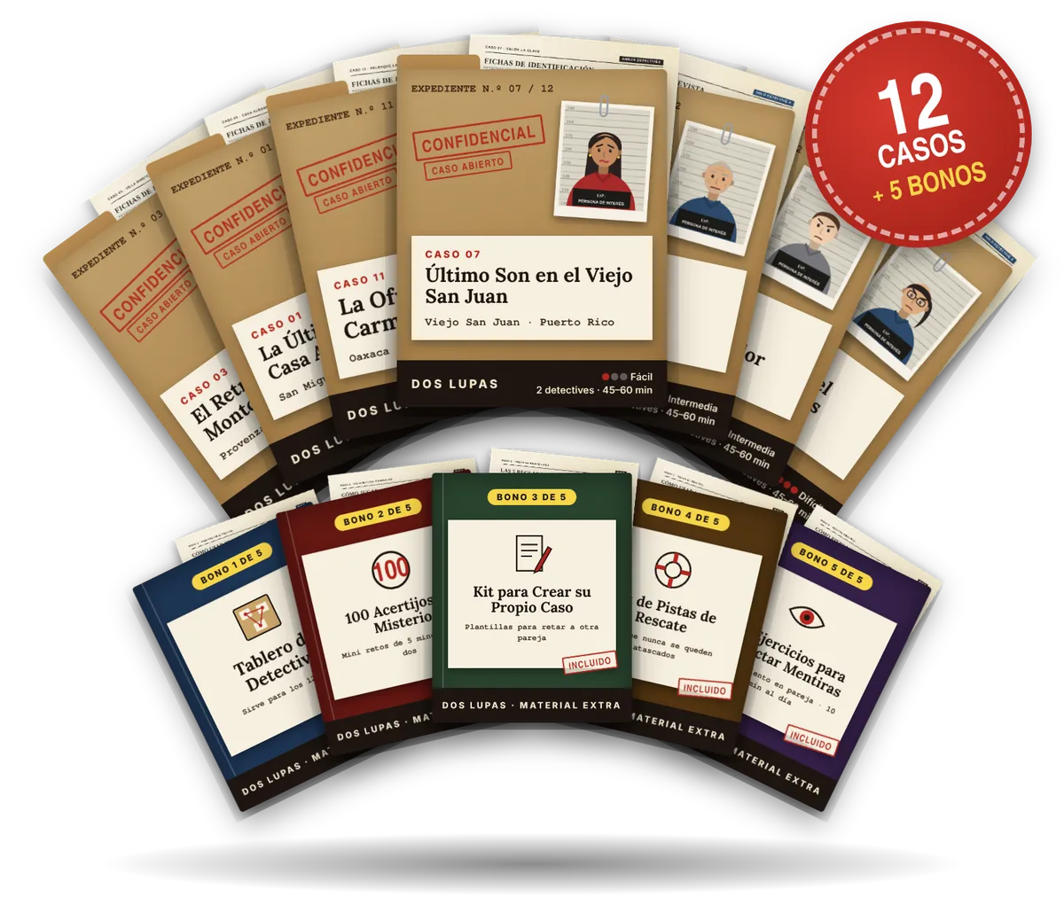 Kit real de Dos Lupas: doce expedientes confidenciales y cinco bonos